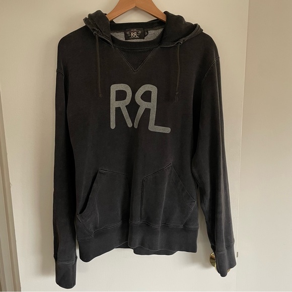 Ralph Lauren Double RL Other - Ralph Lauren RRL Washed Black Logo Hoodie size L